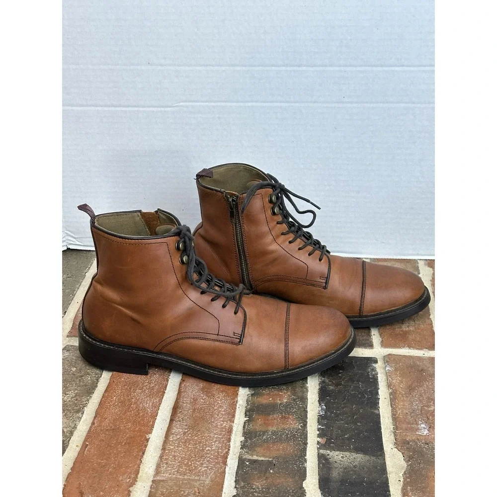 Aston Grey Mens Chukka Leather Boot Size 10.5 Brown Lace Up Ankle Boots‎